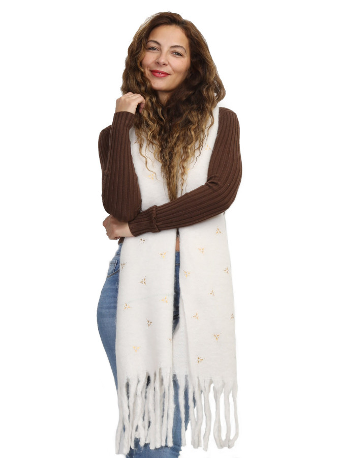 Echarpe duveteuse à motif doré
