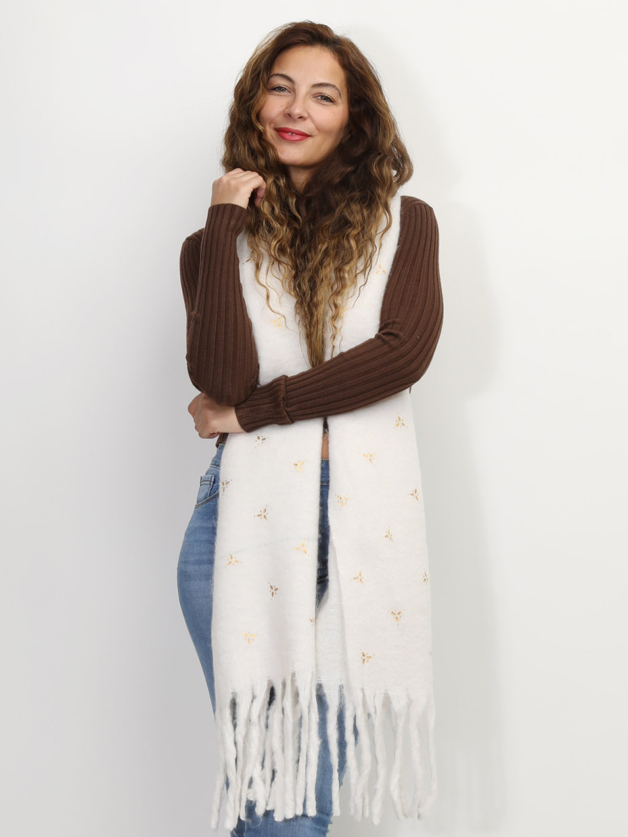 Echarpe duveteuse à motif doré