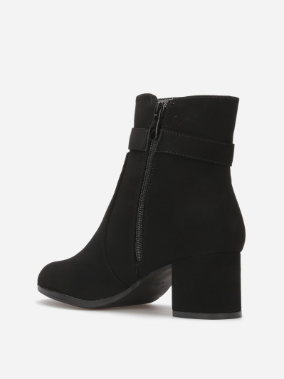 Bottines à boucle en strass et surpiqûres