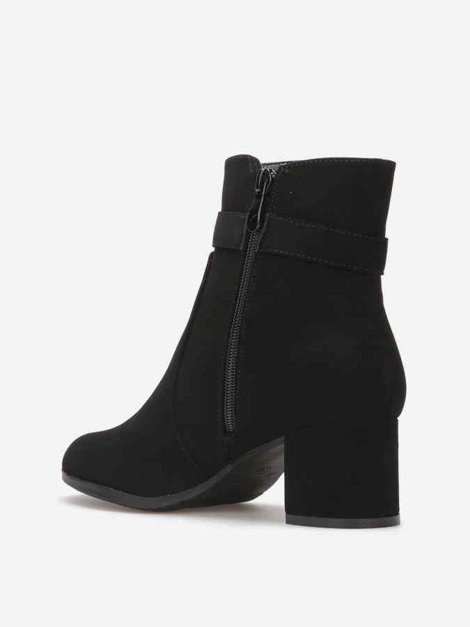 Bottines à boucle en strass et surpiqûres