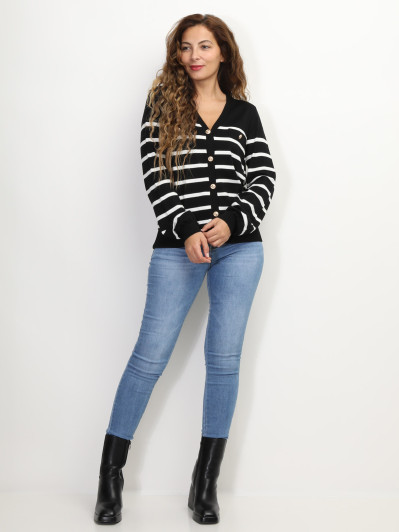 Cardigan marinière à boutons style officier