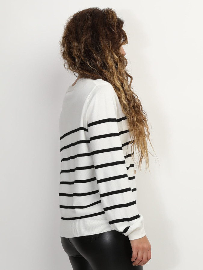 Cardigan marinière à boutons style officier