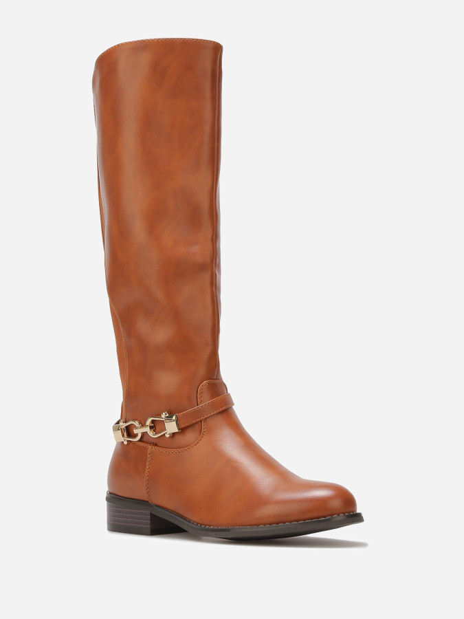 Bottes cavalières à boucle dorée