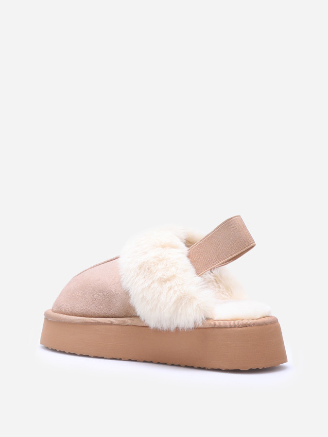 Mules fourrées à plateforme