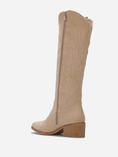 Santiags en suédine à surpiqûres décoratives