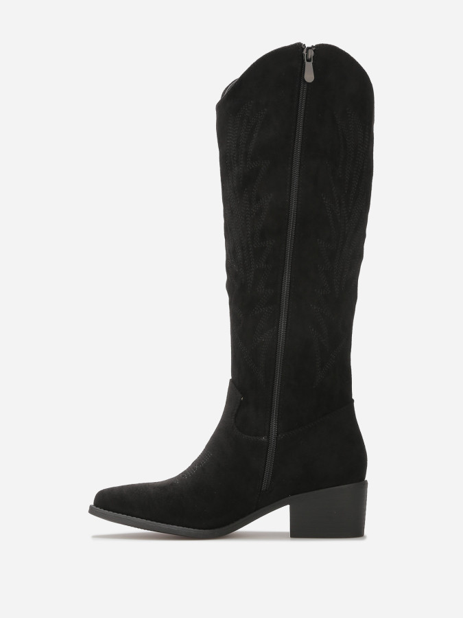 Santiags en suédine à surpiqûres décoratives