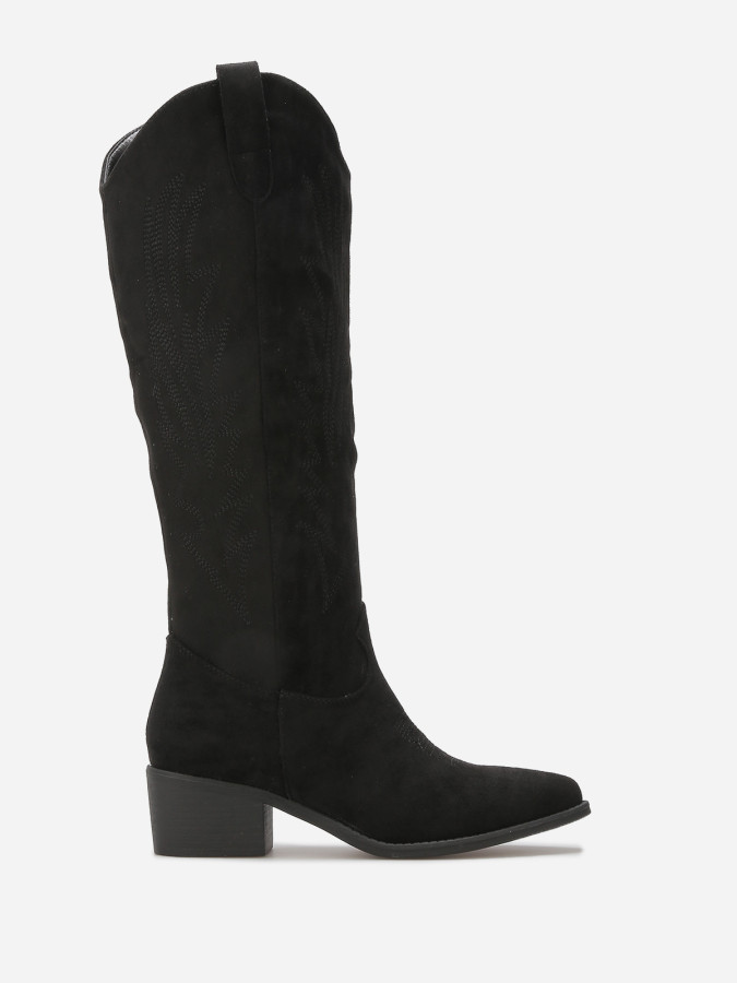 Santiags en suédine à surpiqûres décoratives