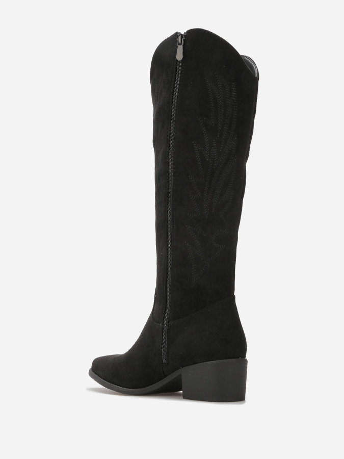 Santiags en suédine à surpiqûres décoratives