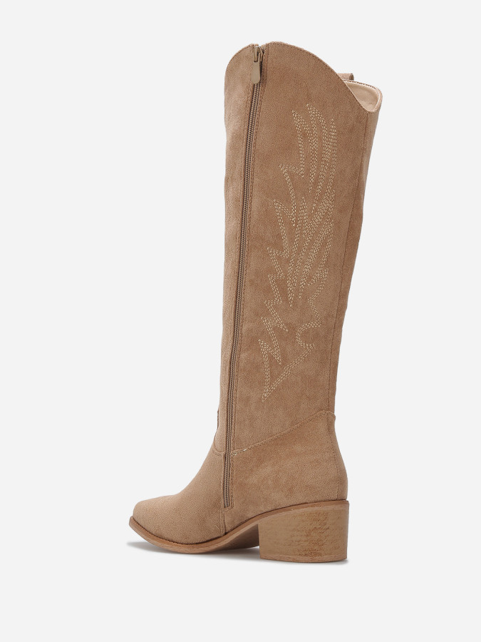 Santiags en suédine à surpiqûres décoratives