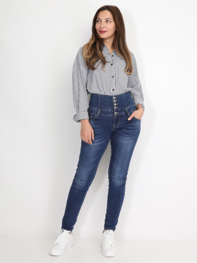 Jeans skinny délavé taille haute