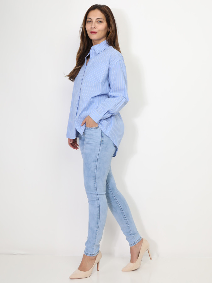 Chemise asymétrique et oversize à rayures