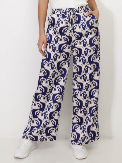 Pantalon satiné à motif abstrait