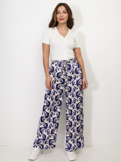Pantalon satiné à motif abstrait