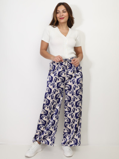 Pantalon satiné à motif abstrait