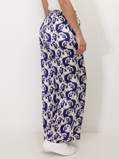 Pantalon satiné à motif abstrait