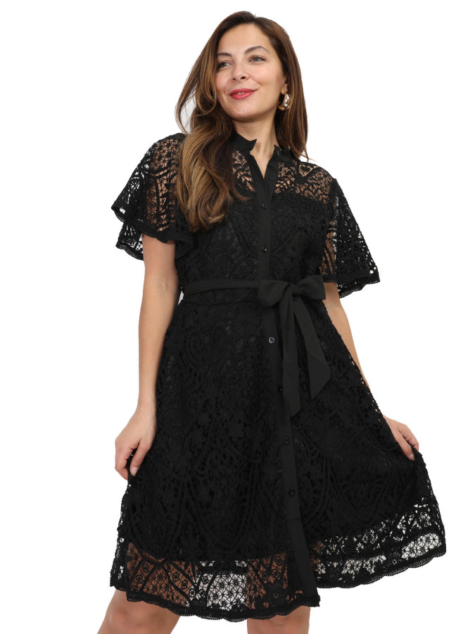 Robe chemisier en dentelle crochet
