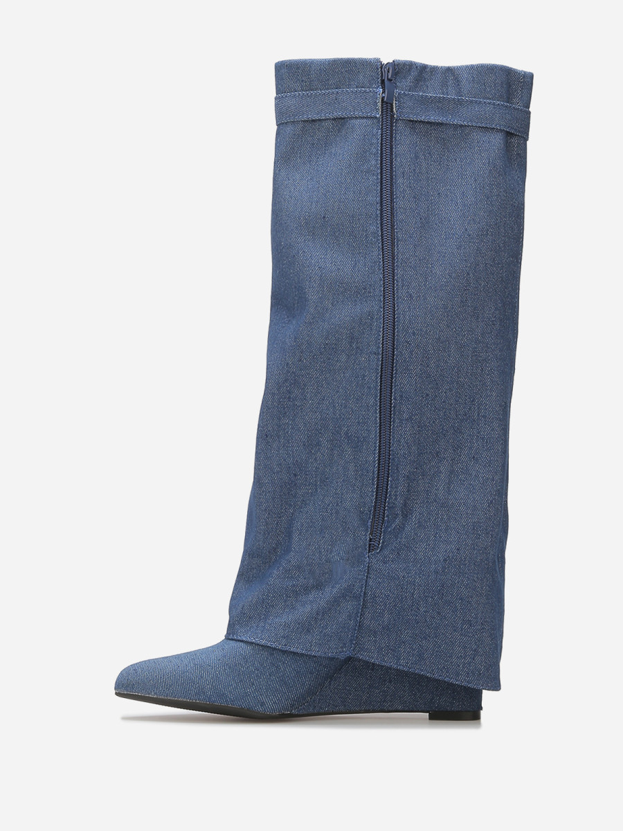 Mi-Bottes Compensées En Daim Bleu Roi - Pointure 36 - Occasion