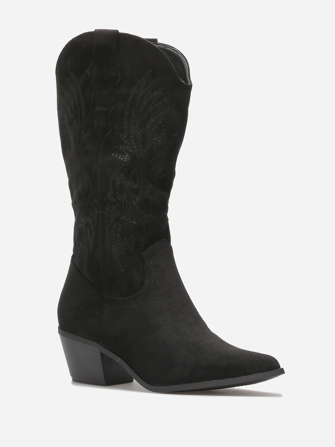 Santiags à talon biseauté et motifs brodés