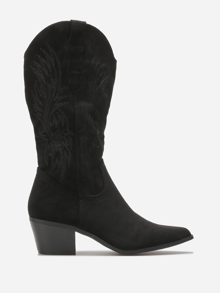 Santiags à talon biseauté et motifs brodés