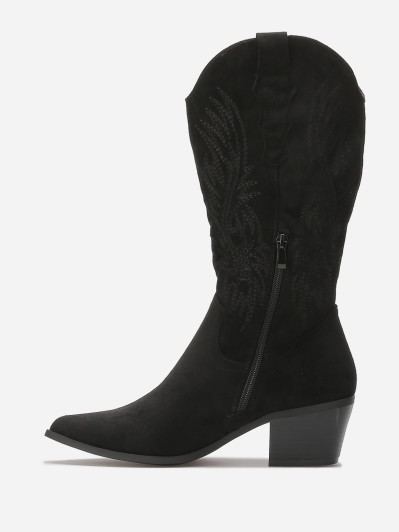 Santiags à talon biseauté et motifs brodés