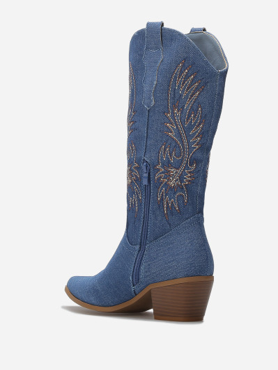 Santiags à talon biseauté et motifs brodés