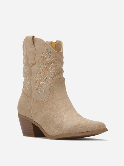 Santiags en suédine à surpiqûres