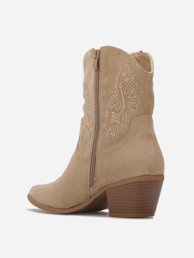 Santiags en suédine à surpiqûres