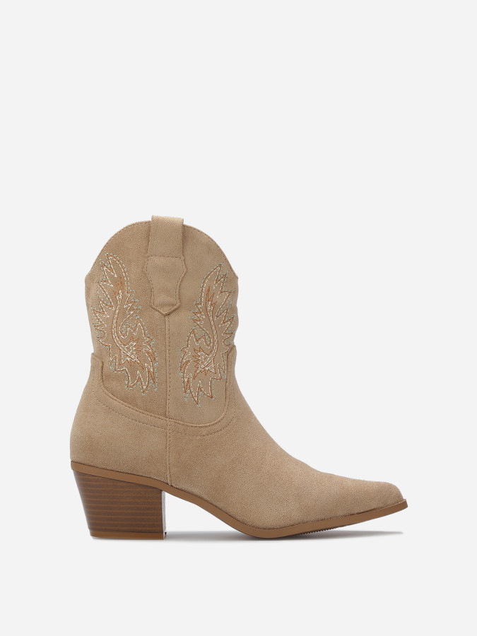 Santiags en suédine à surpiqûres