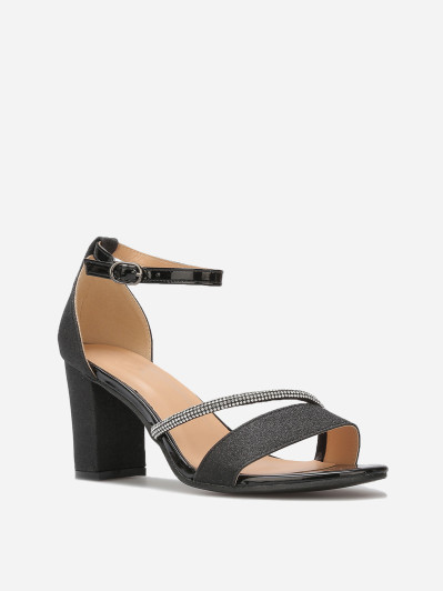 Sandales pailletées avec bride à strass