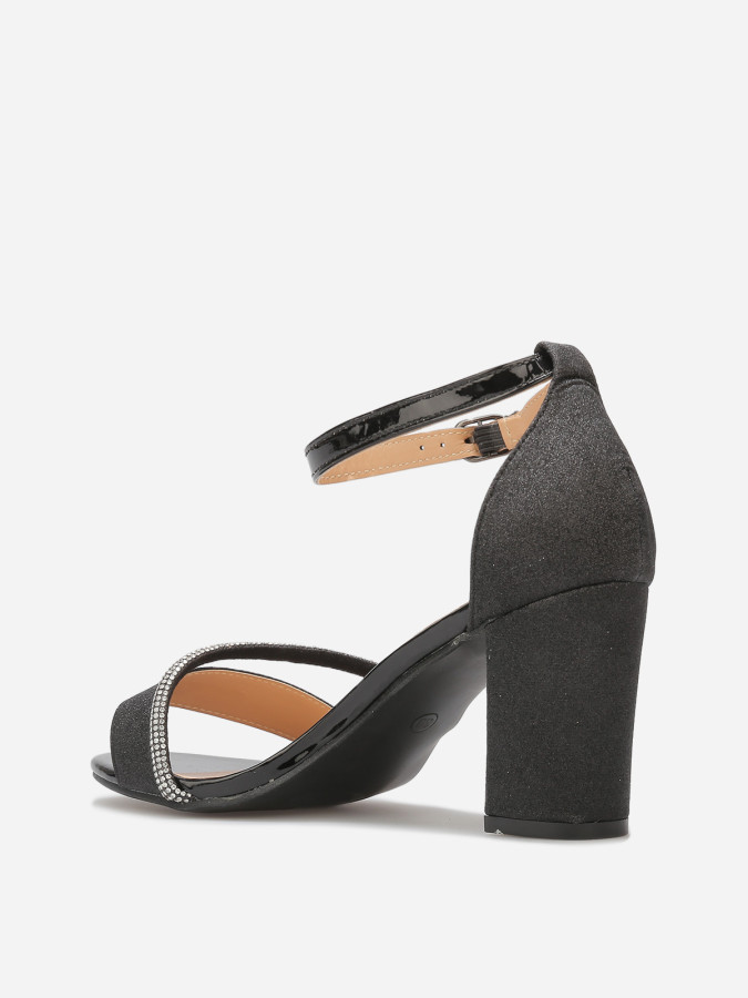 Sandales pailletées avec bride à strass