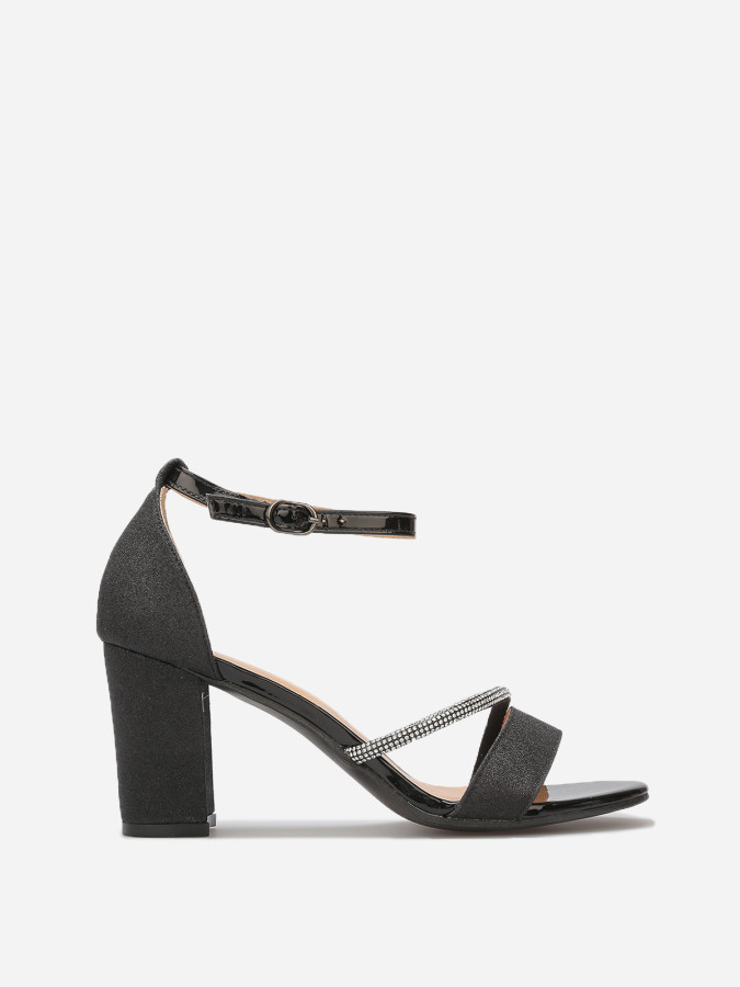 Sandales pailletées avec bride à strass