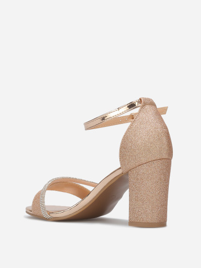 Sandales pailletées avec bride à strass