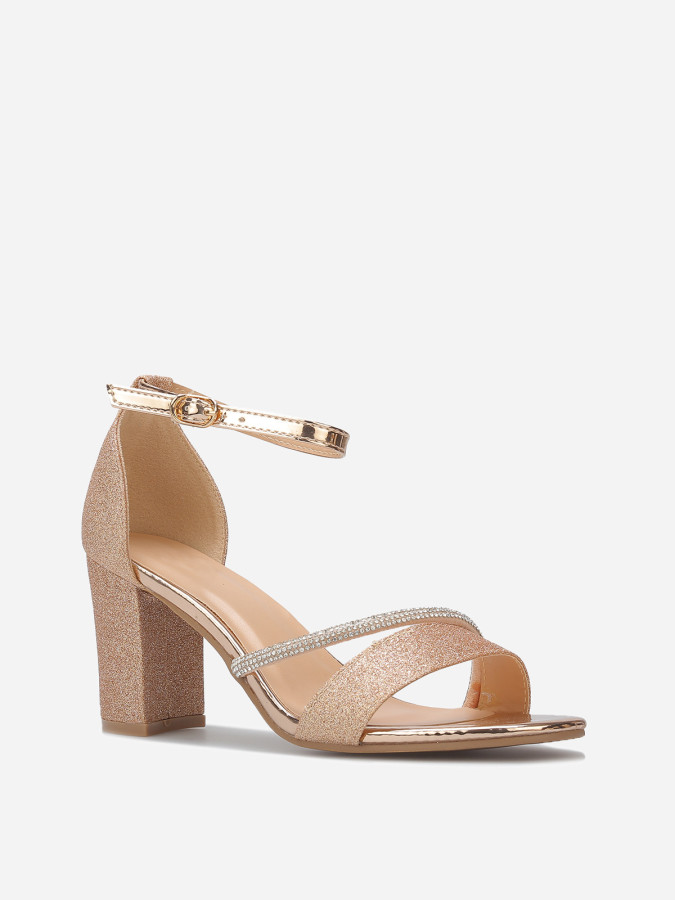 Sandales pailletées avec bride à strass