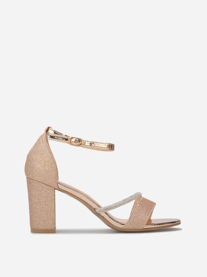 Sandales pailletées avec bride à strass