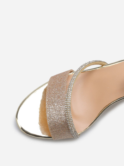 Sandales pailletées avec bride à strass