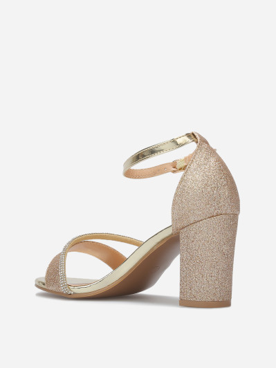 Sandales pailletées avec bride à strass