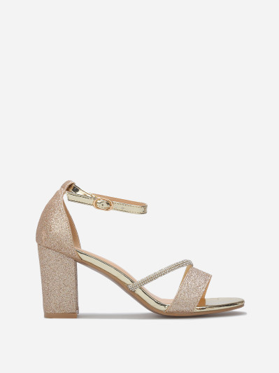 Sandales pailletées avec bride à strass