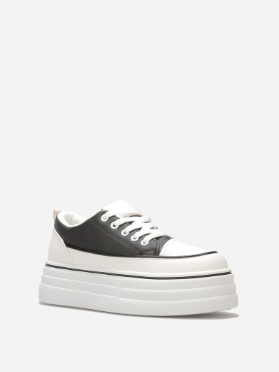 Baskets en simili à plateforme en relief