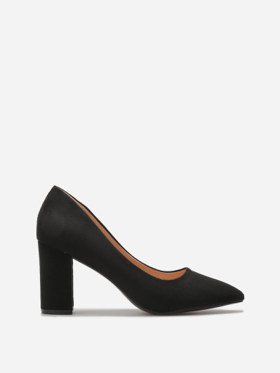 Escarpins en suédine et talon carré