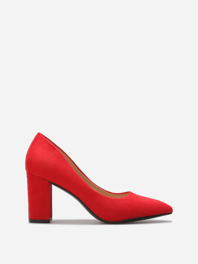 Escarpins en suédine et talon carré