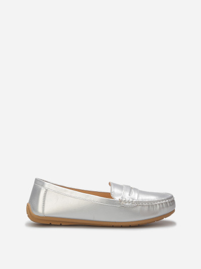 Mocassins classiques en simili argentés