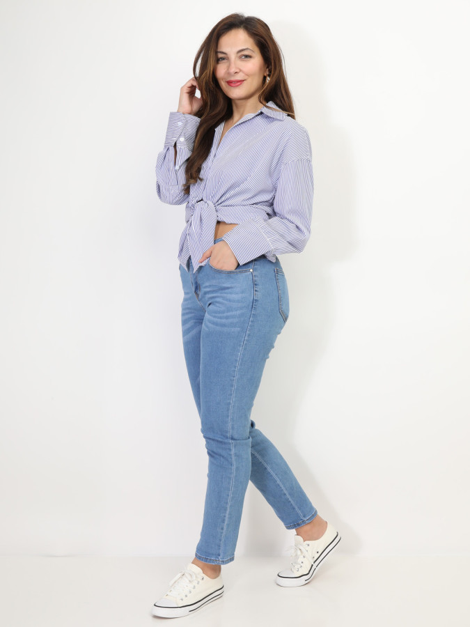 Chemise oversize à fines rayures