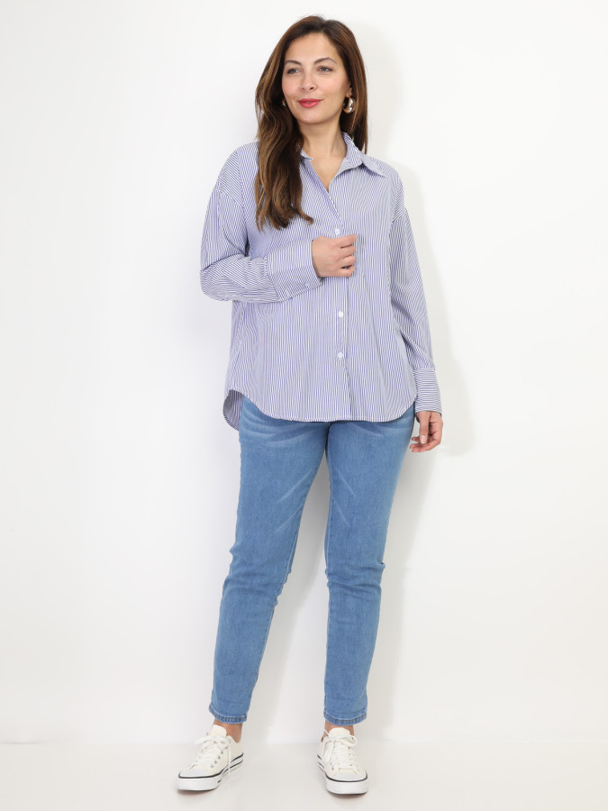 Chemise oversize à fines rayures