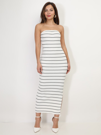 Robe longue bustier à rayures