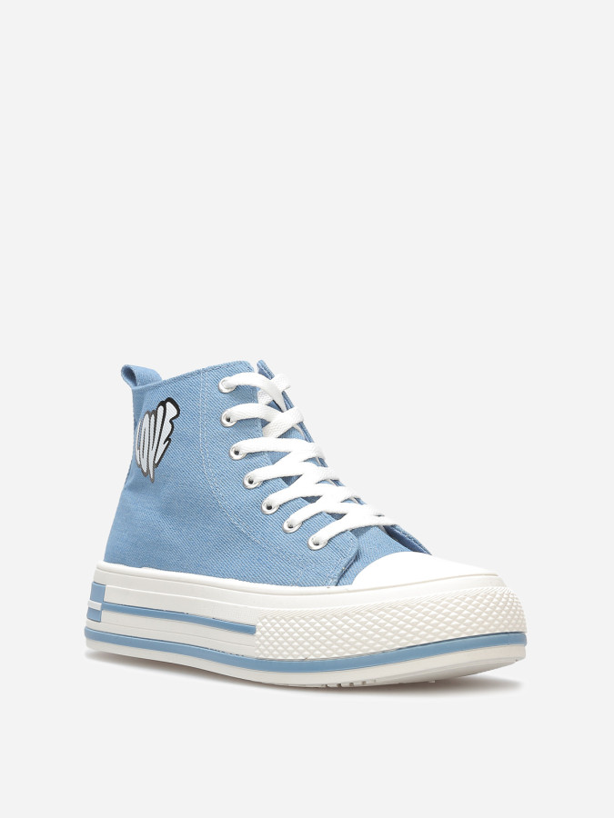 Tennis "Love" en denim avec plateforme