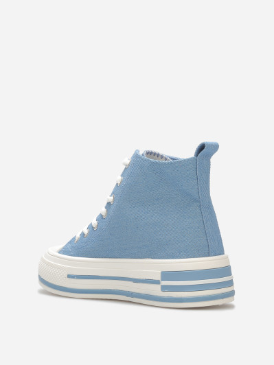 Tennis "Love" en denim avec plateforme