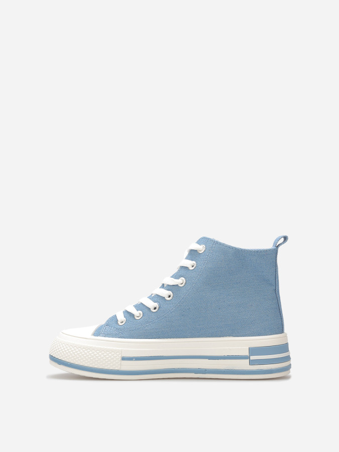 Tennis "Love" en denim avec plateforme