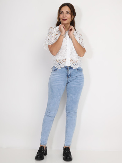 Chemise en dentelle crochet florale