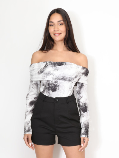 Body bardot à motif marbré