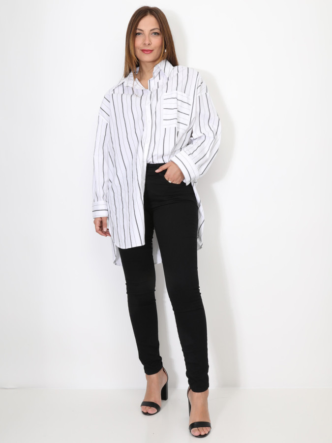 Chemise longue oversize à rayures